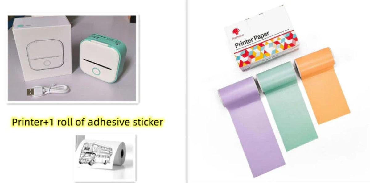 Portable Mini Thermal Label Printer Home Photo Printer Student Wrong Question Printer Bluetooth-Compatible Mini Label Printer Price Tag