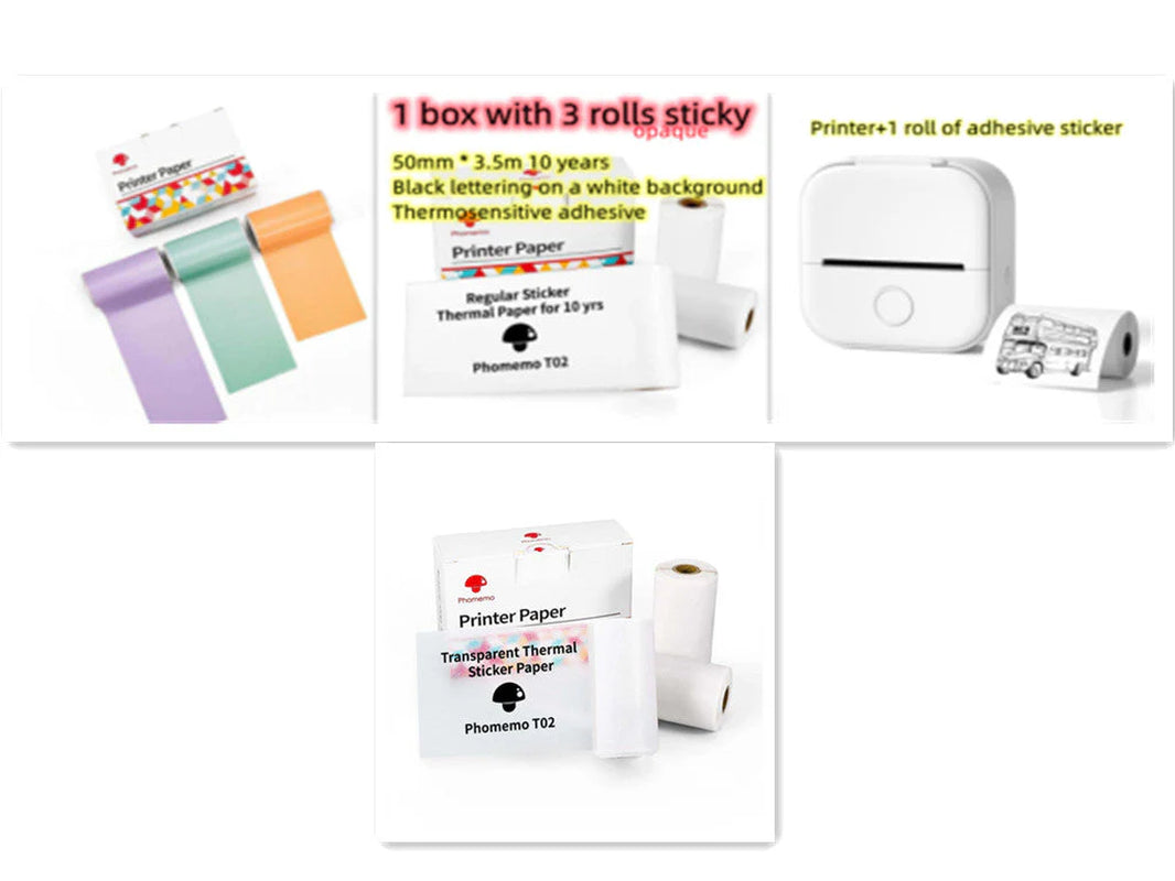 Portable Mini Thermal Label Printer Home Photo Printer Student Wrong Question Printer Bluetooth-Compatible Mini Label Printer Price Tag